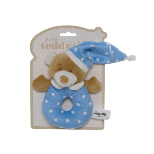 Starbright Teddy Bear Ring Rattle Blue