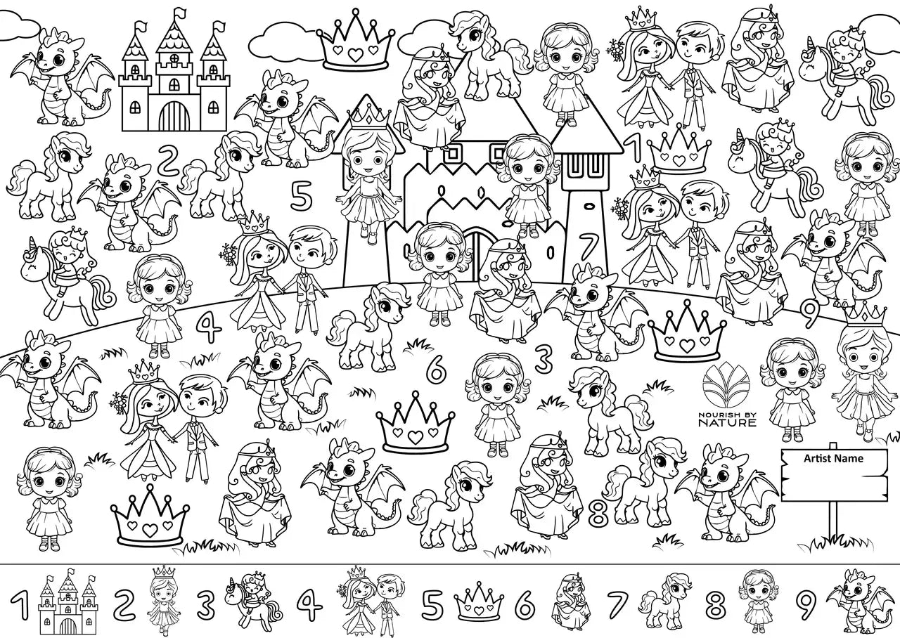 Reusable Colouring Mat | Princess Seek & Spot A3 Silicone