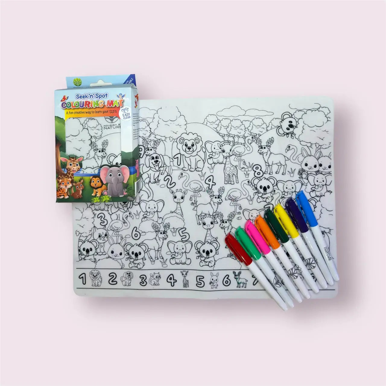 Reusable Colouring Mat | Animal Seek & Spot A3 Silicone