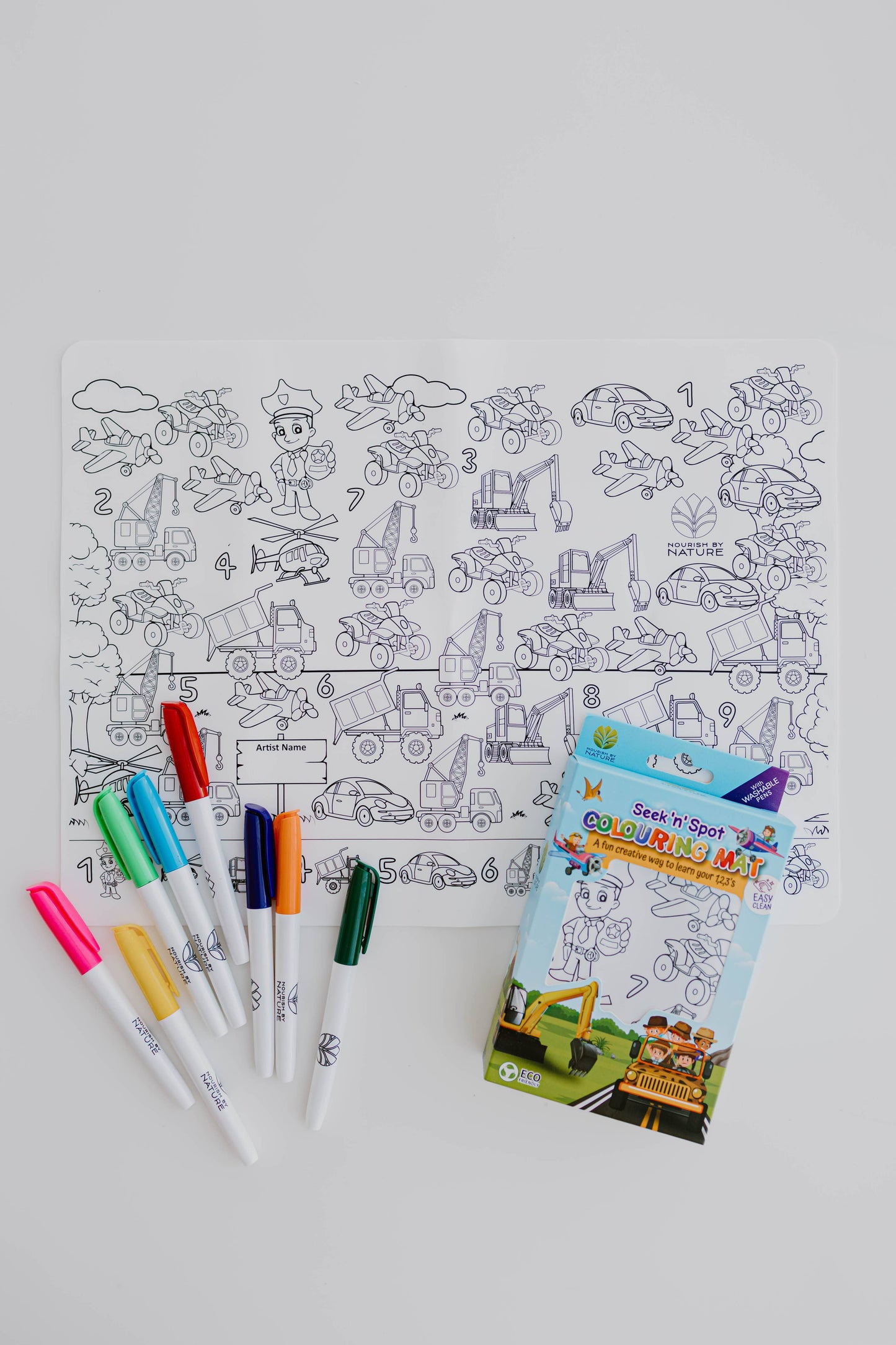 Reusable Colouring Mat Cars and Truck Seek &Spot A3 Silicone