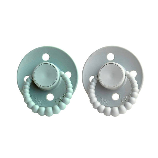 CMC 'Bubble' Dummies Sage + Light Grey: Size 1